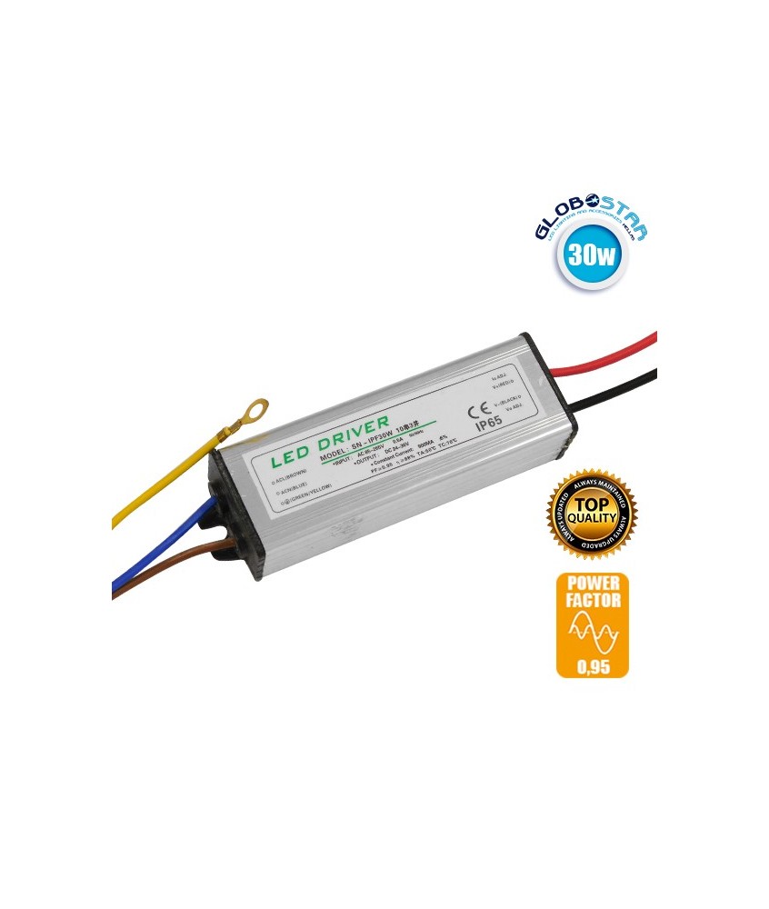 Μετασχηματιστής Προβολέα LED 30W IN 230V OUT 900mA DC 0.95PF GloboStar 47854